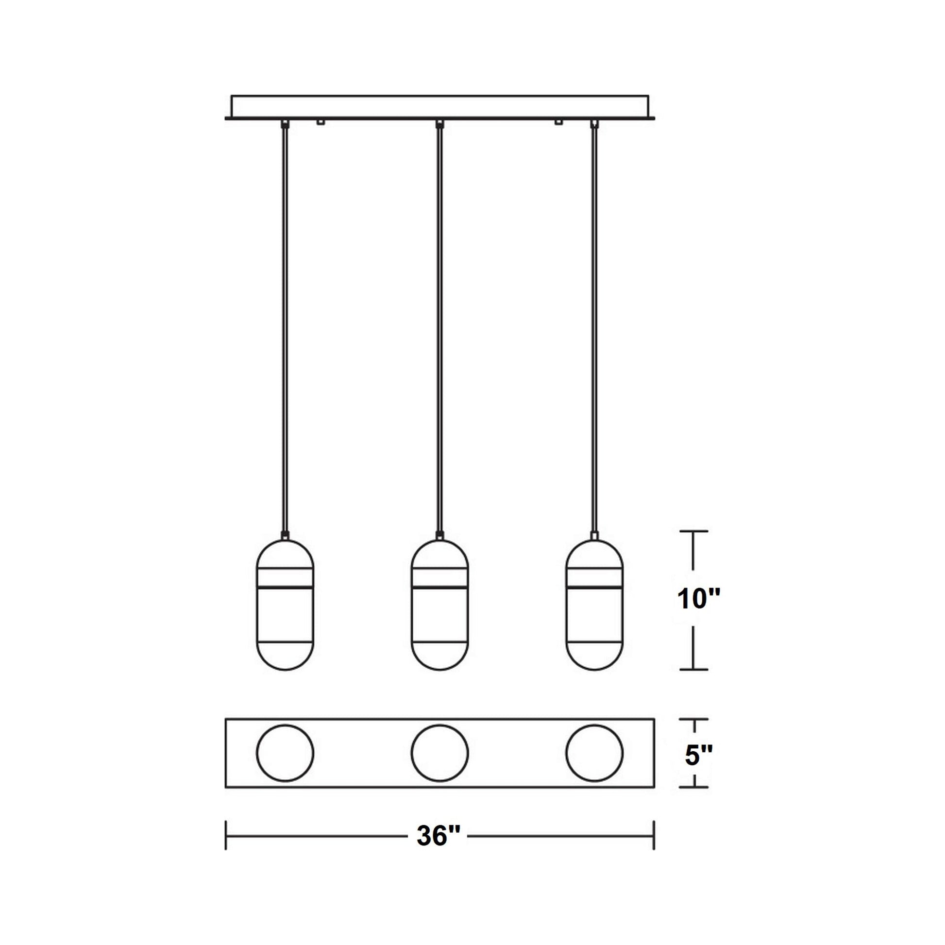 Irvine LED Linear Pendant Light - line drawing.
