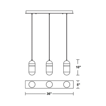 Irvine LED Linear Pendant Light - line drawing.