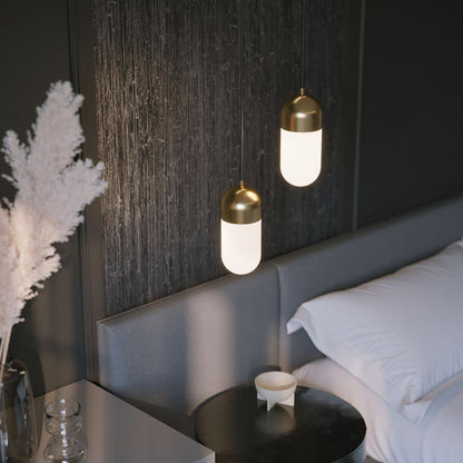 Irvine LED Single Pendant Light in bedroom.
