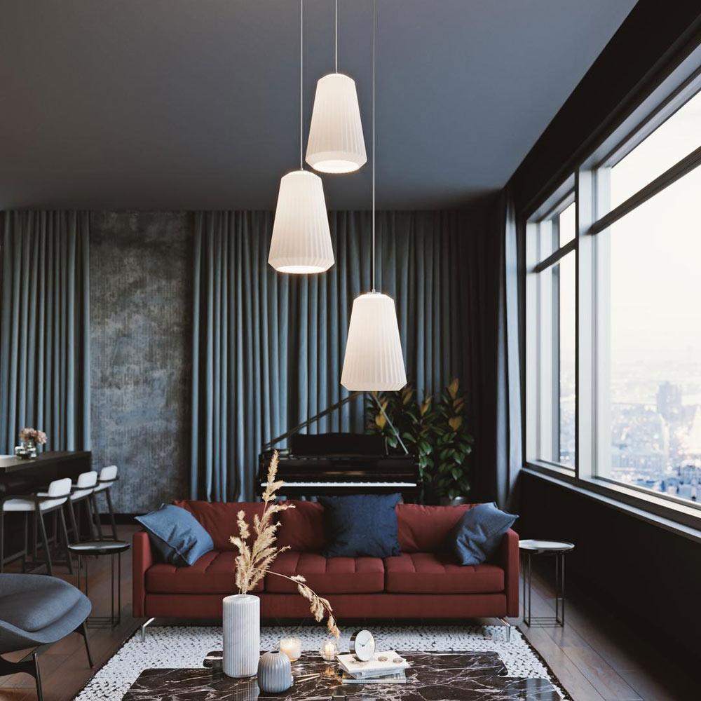 Isla Round Pendant Light in living room.