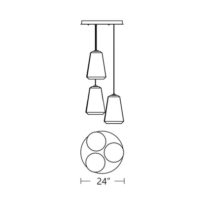 Isla Round Pendant Light - line drawing.
