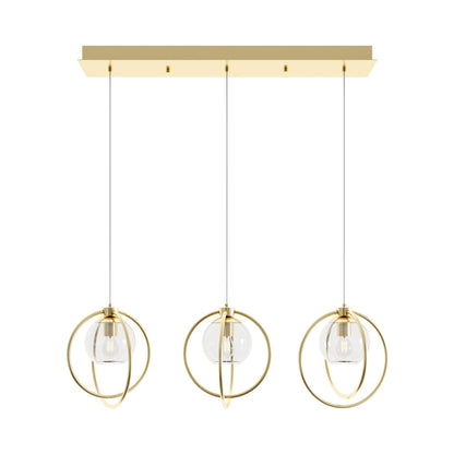 Jamie Linear Pendant Light in Satin Brass.