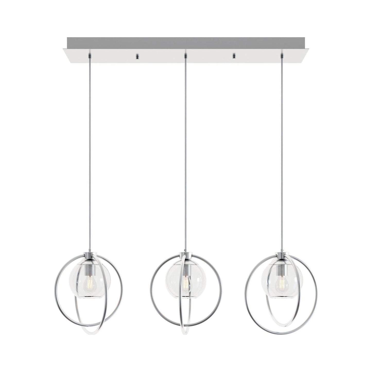 Jamie Linear Pendant Light in Satin Nickel.