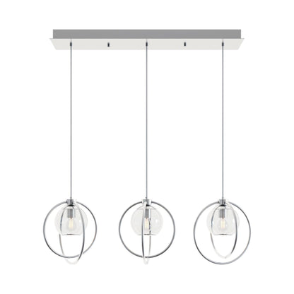Jamie Linear Pendant Light in Satin Nickel.