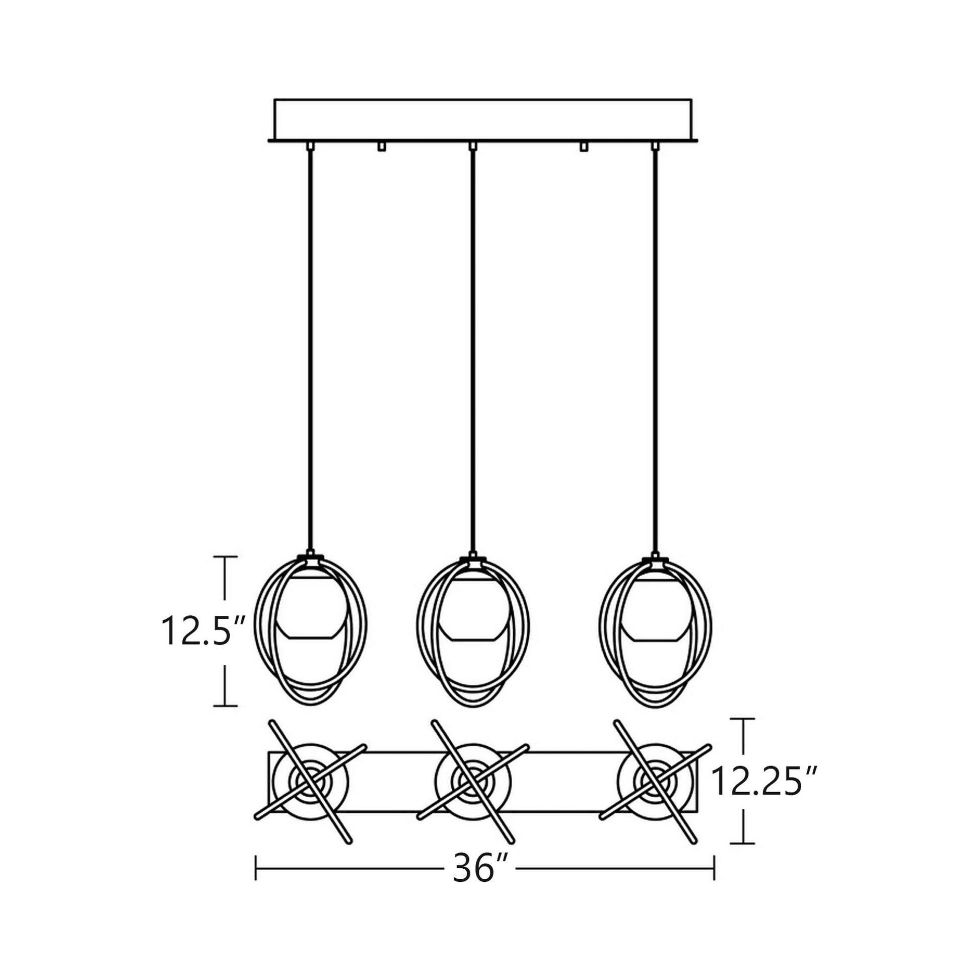 Jamie Linear Pendant Light - line drawing.