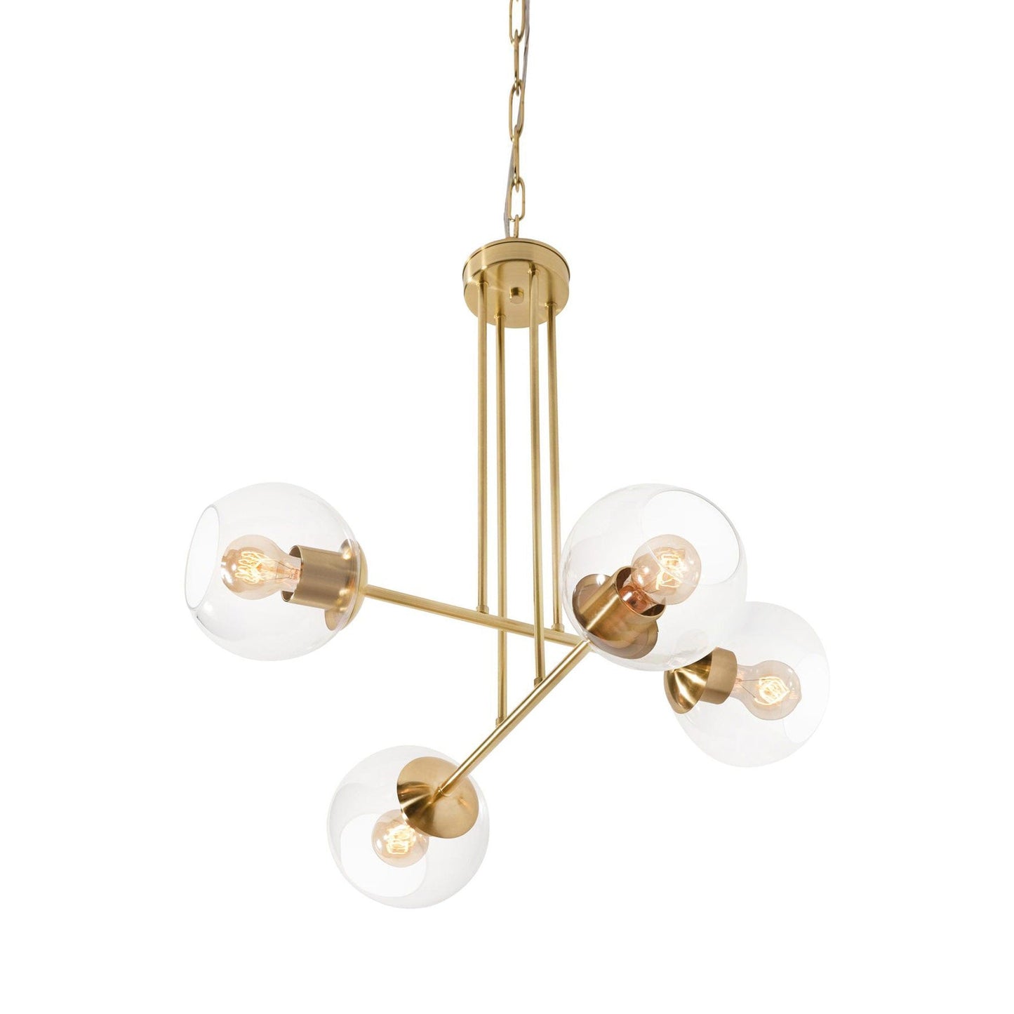 Jamie Multi Light Pendant Light in Satin Brass.