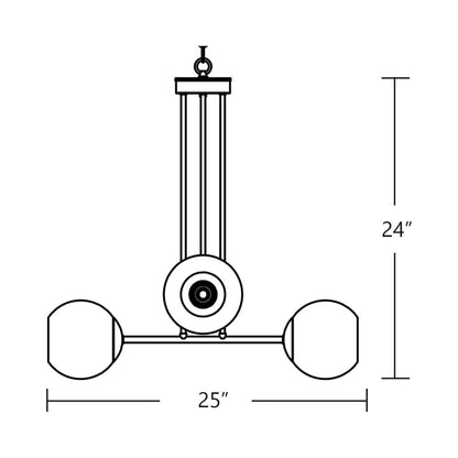 Jamie Multi Light Pendant Light - line drawing.