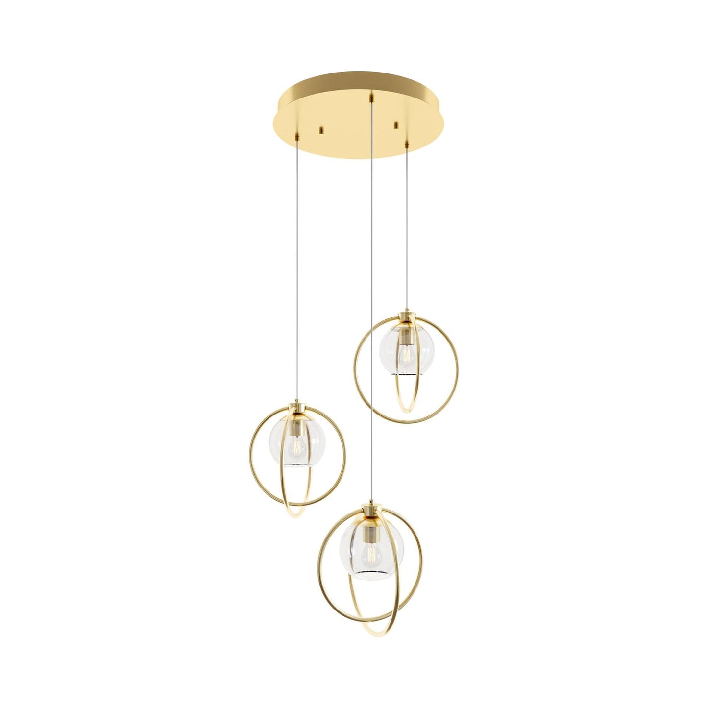Jamie Round Pendant Light in Satin Brass.