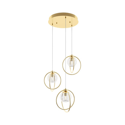 Jamie Round Pendant Light in Satin Brass.