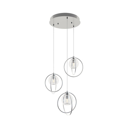 Jamie Round Pendant Light in Satin Nickel.