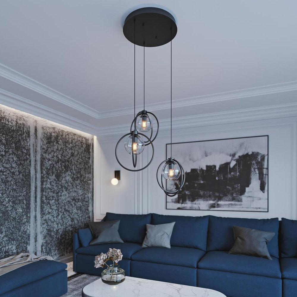 Jamie Round Pendant Light in living room.
