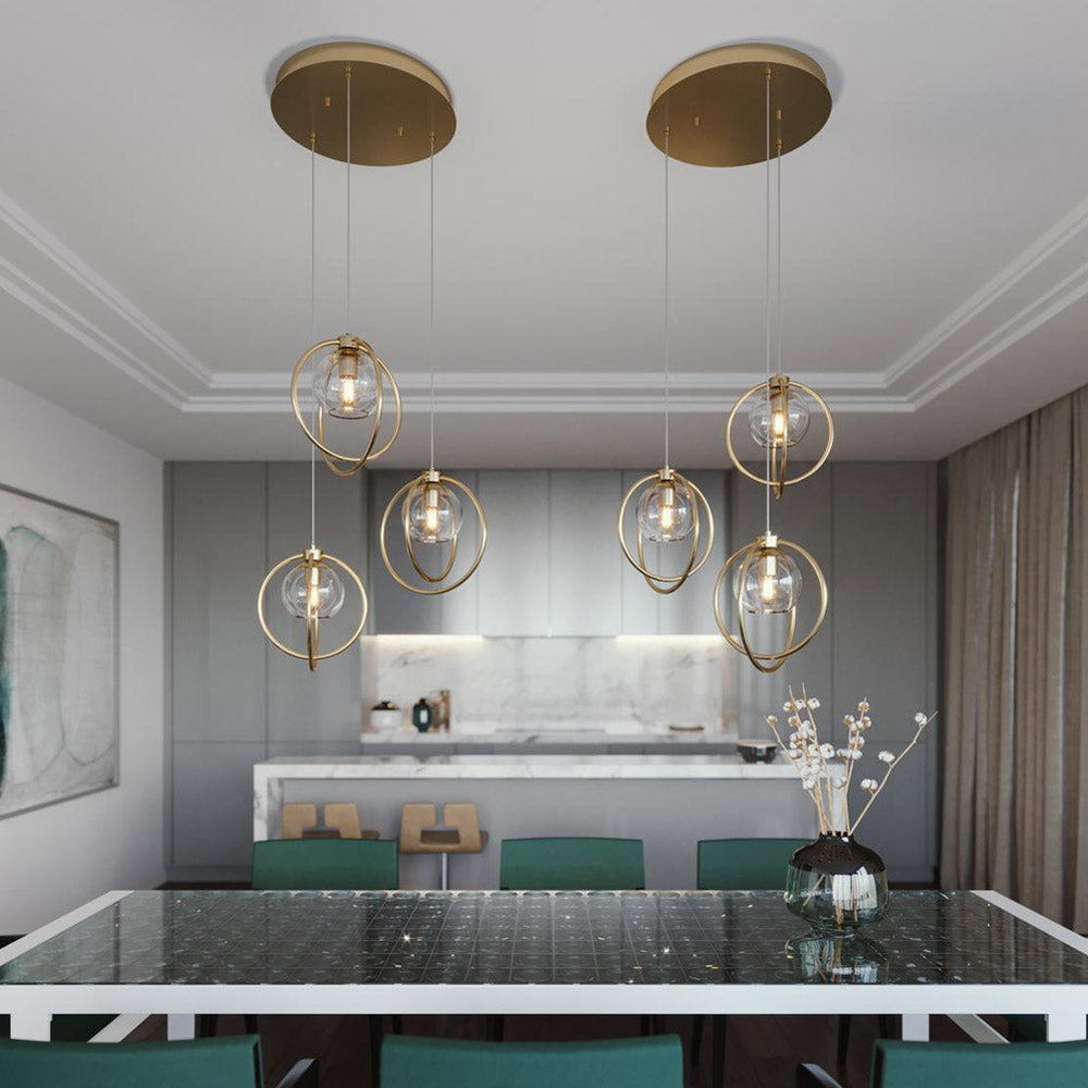 Jamie Round Pendant Light in dining room.
