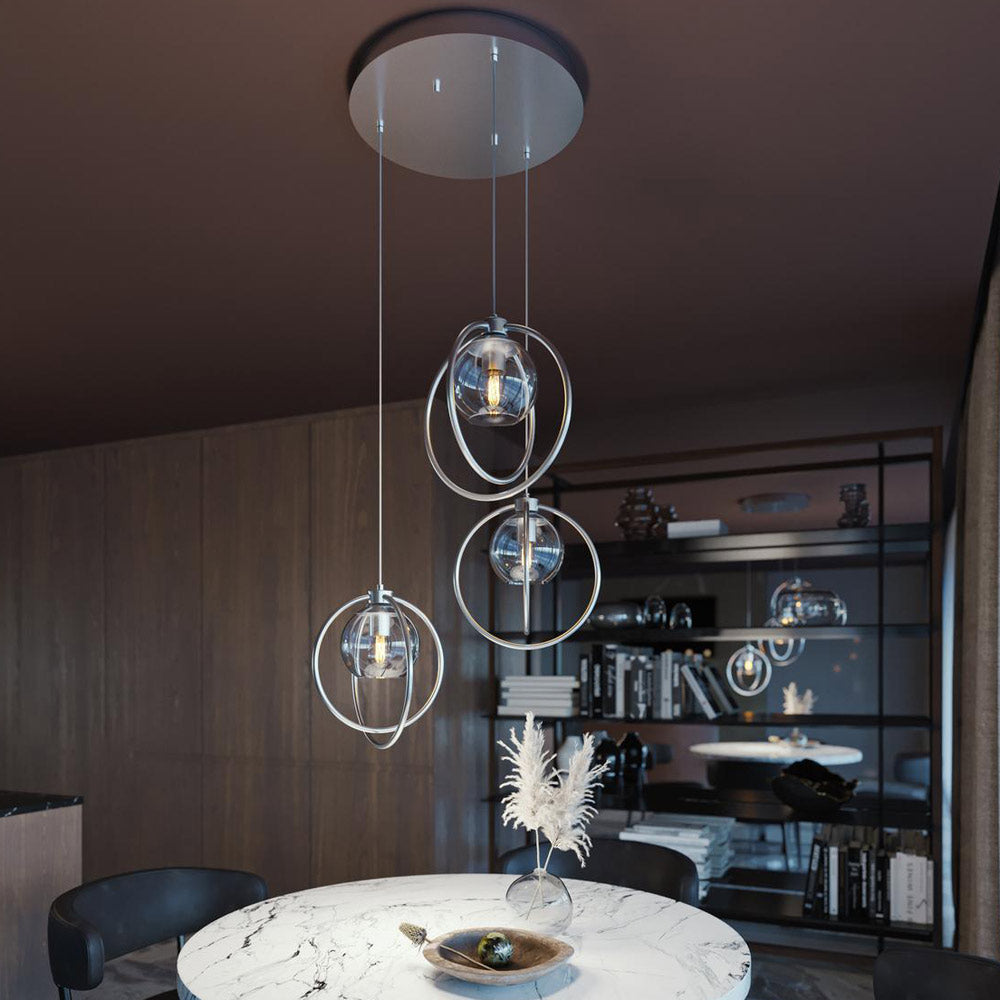 Jamie Round Pendant Light in dining room.