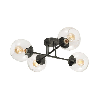 Jamie Semi Flush Mount Ceiling Light in Black.