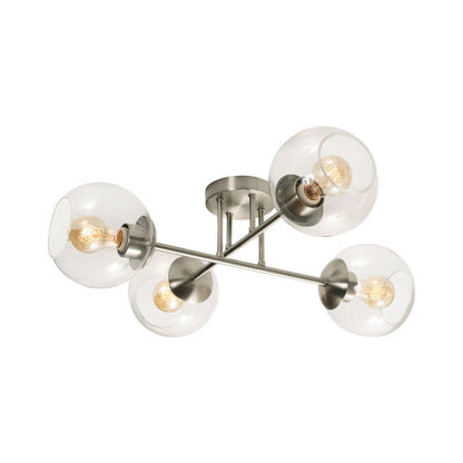 Jamie Semi Flush Mount Ceiling Light in Satin Nickel.