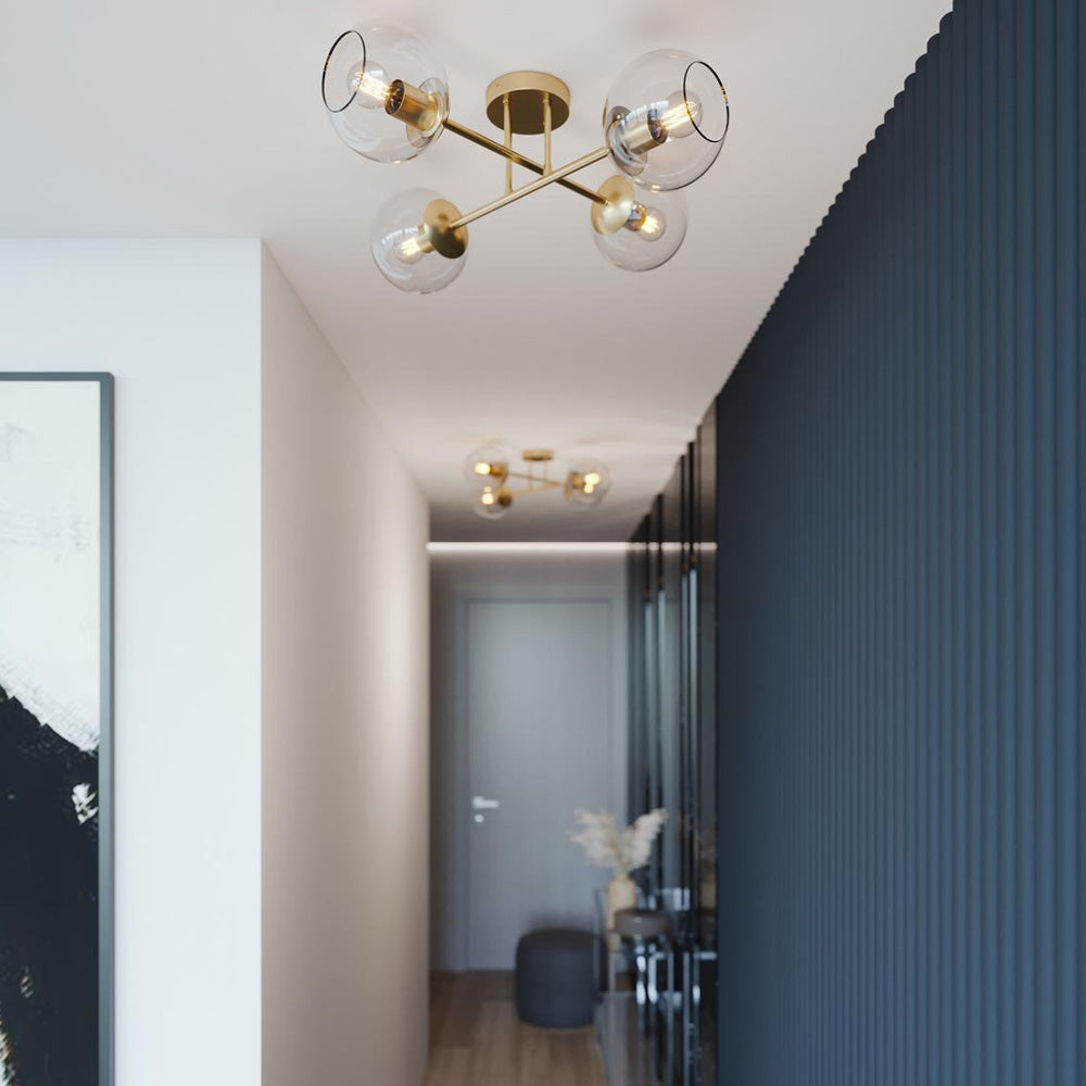 Jamie Semi Flush Mount Ceiling Light in hallway.