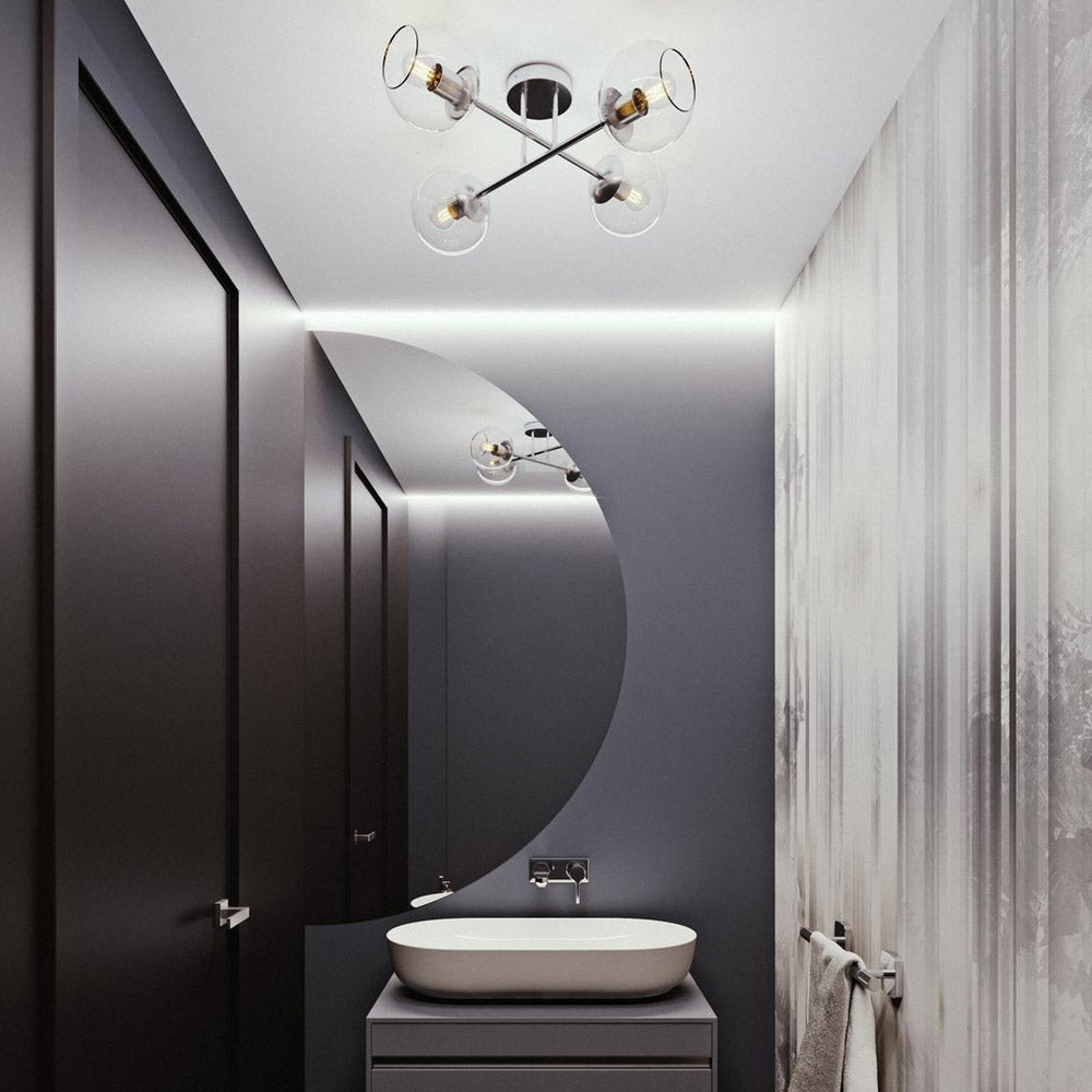 Jamie Semi Flush Mount Ceiling Light in bathroom.