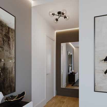 Jamie Semi Flush Mount Ceiling Light in hallway.