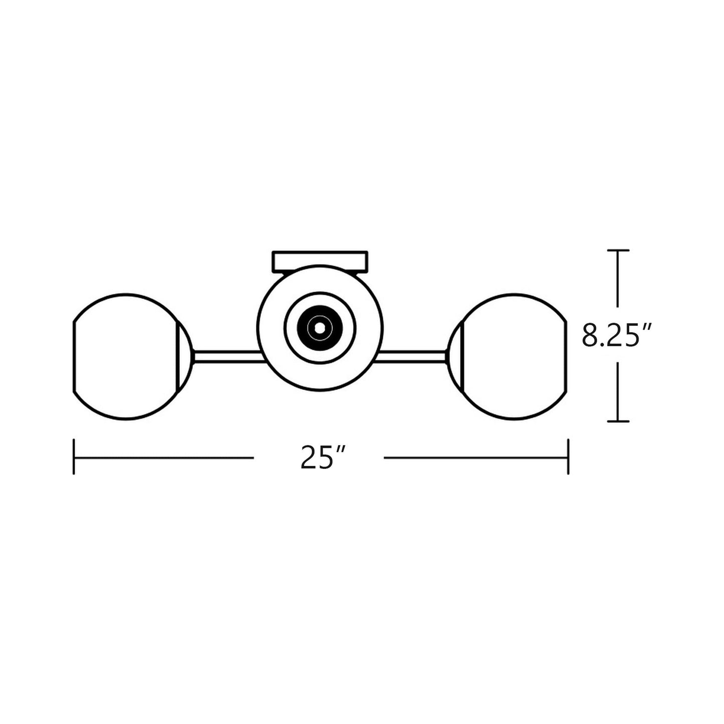 Jamie Semi Flush Mount Ceiling Light - line drawing.