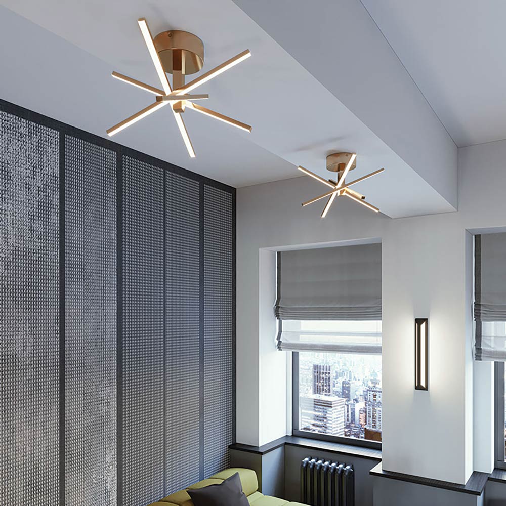 Jaxx LED Semi Flush Mount Ceiling Light in living room.