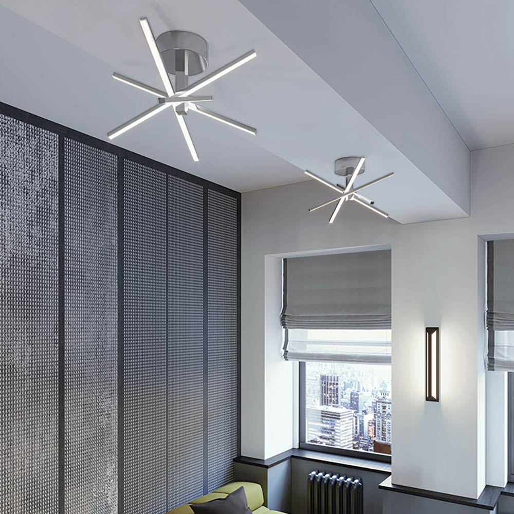 Jaxx LED Semi Flush Mount Ceiling Light in living room.