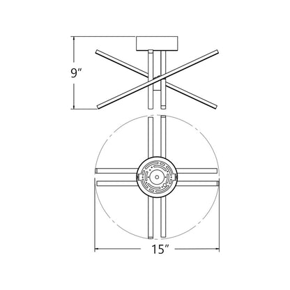 Jaxx LED Semi Flush Mount Ceiling Light - line drawing.