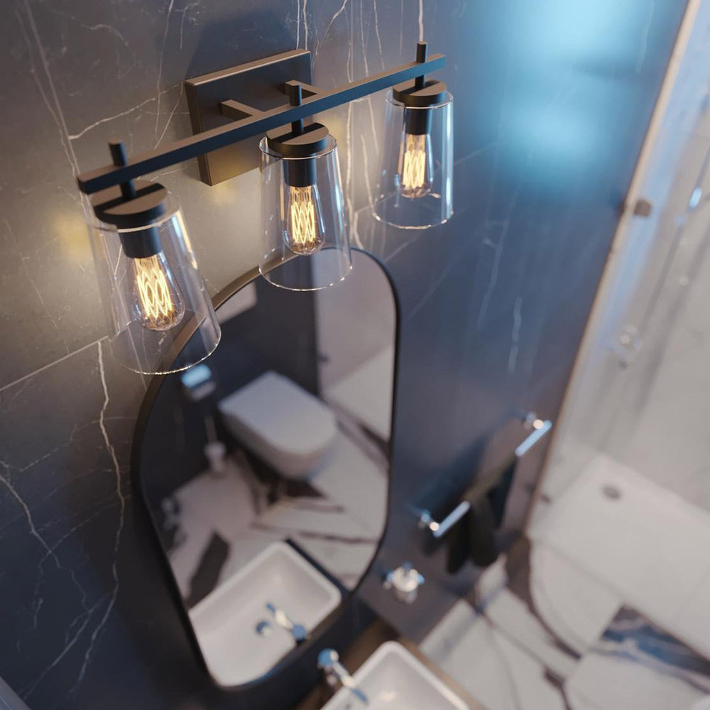 Joanna Bath Vanity Light in bathroom.