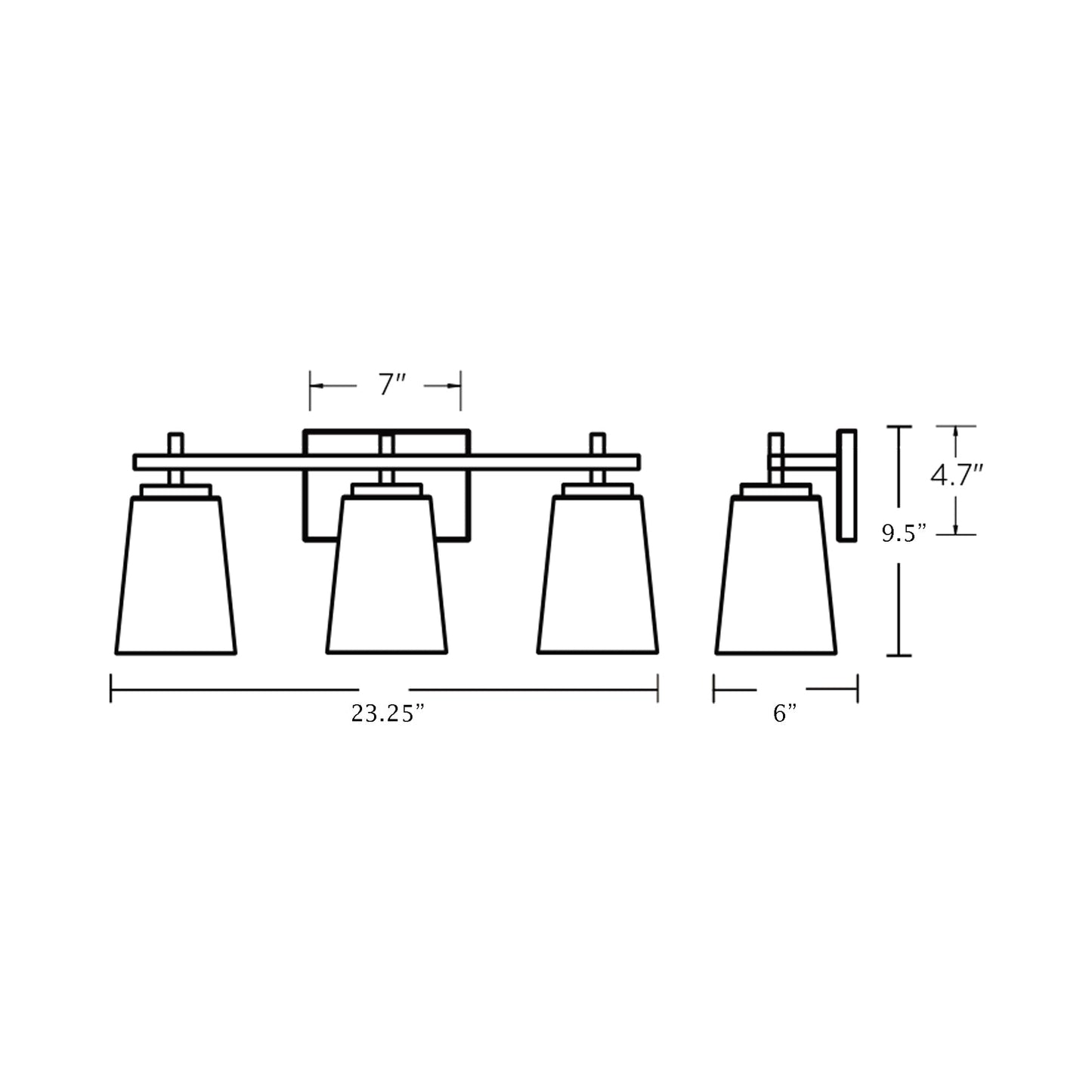 Joanna Bath Vanity Light - line drawing.