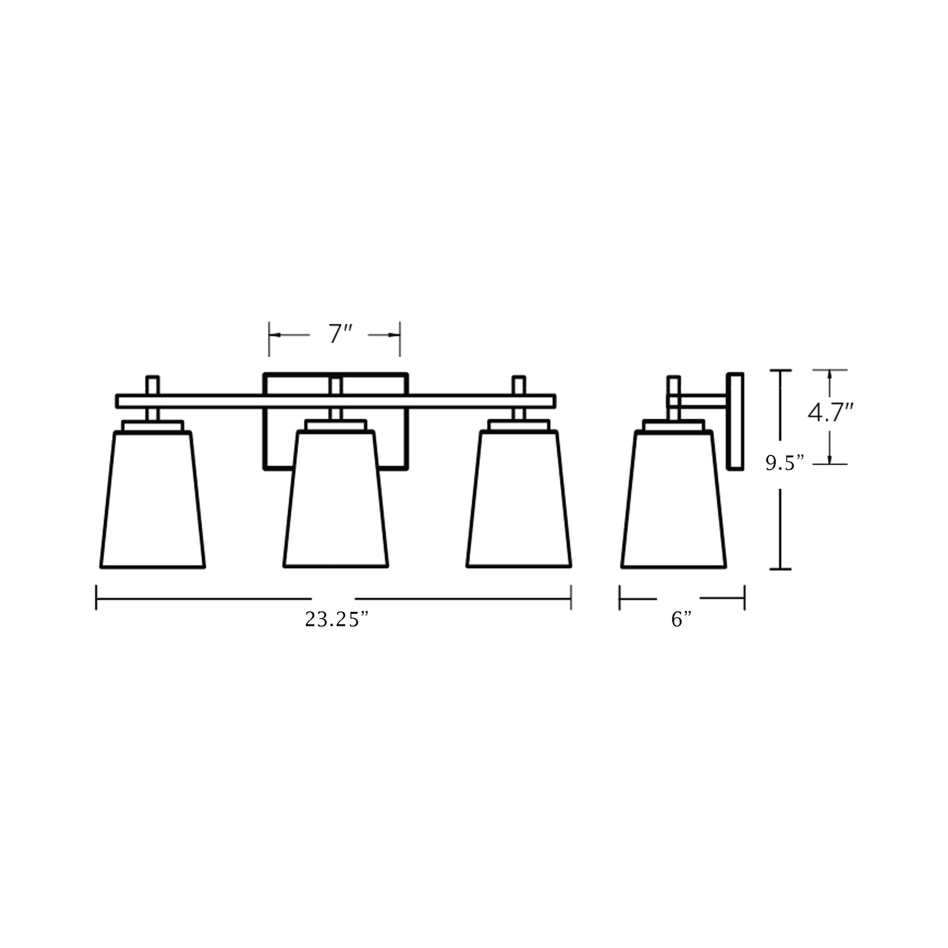 Joanna Bath Vanity Light - line drawing.