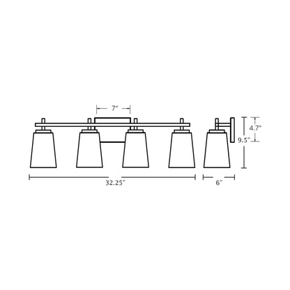 Joanna Bath Vanity Light - line drawing.