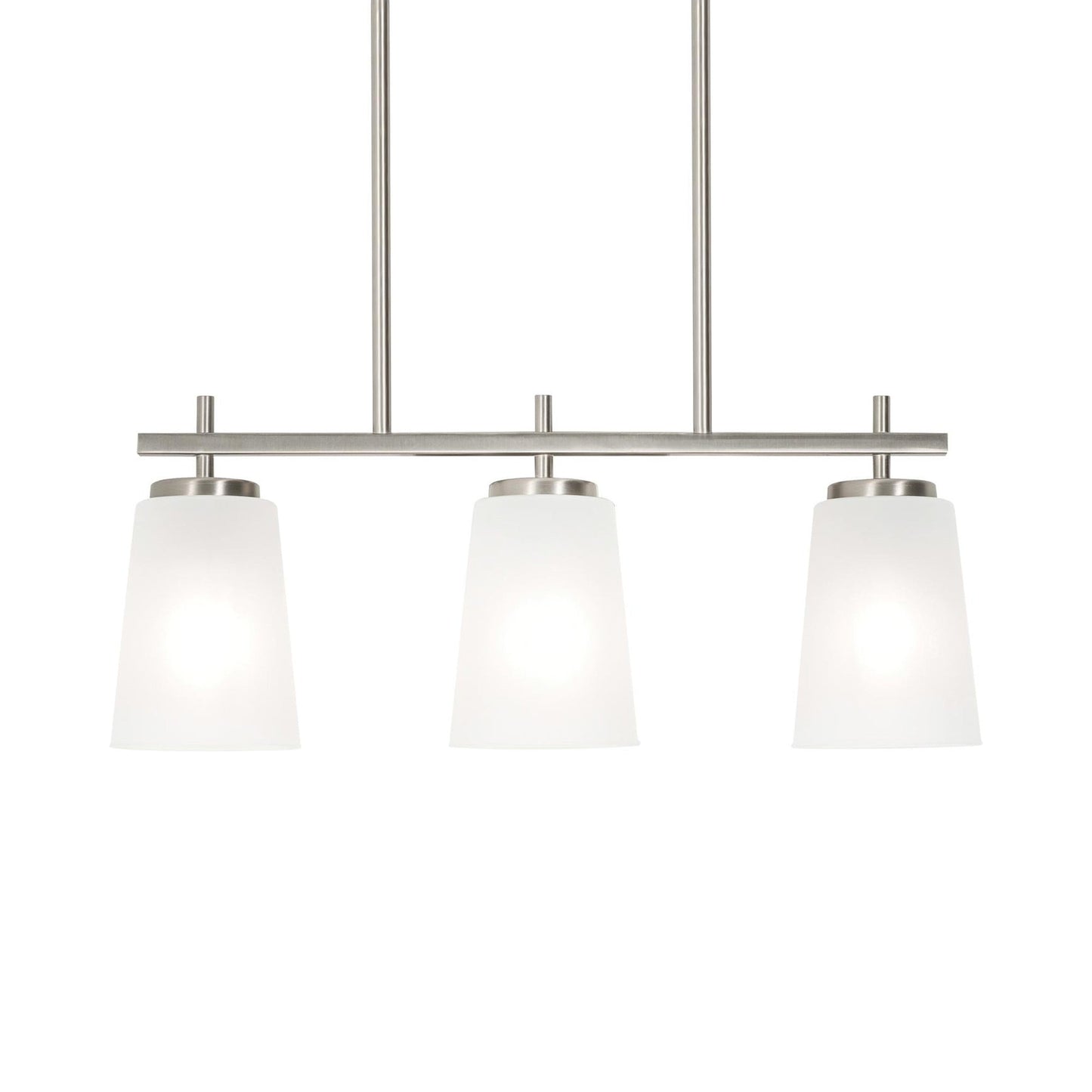 Joanna Linear Pendant Light in Satin Nickel.