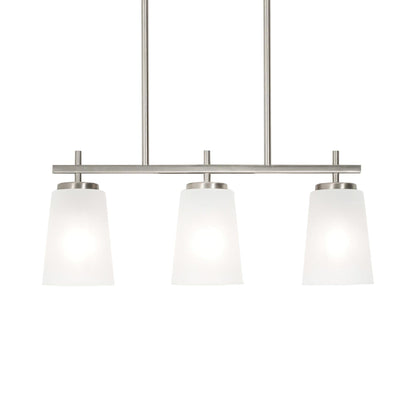 Joanna Linear Pendant Light in Satin Nickel.