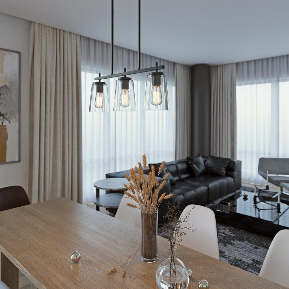 Joanna Linear Pendant Light in dining room.