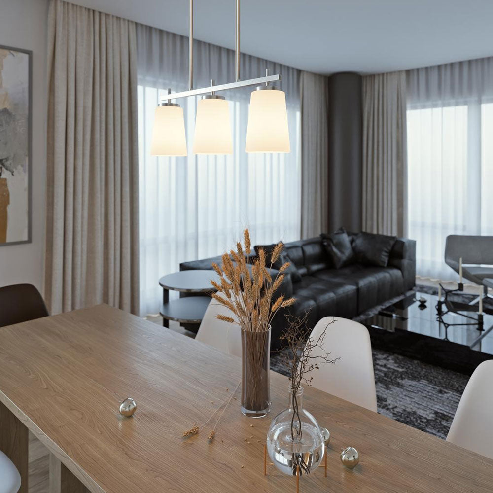 Joanna Linear Pendant Light in dining room.