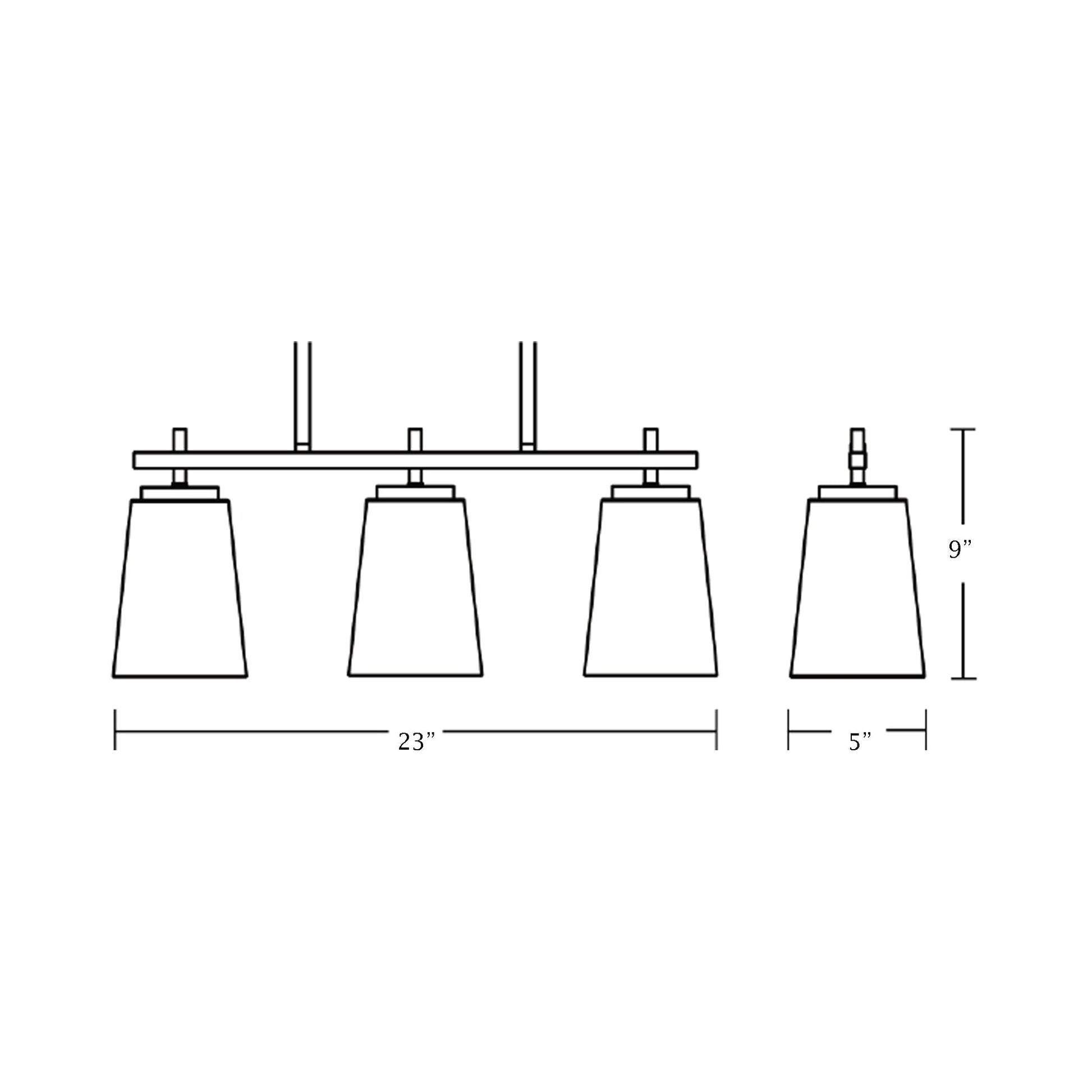 Joanna Linear Pendant Light - line drawing.