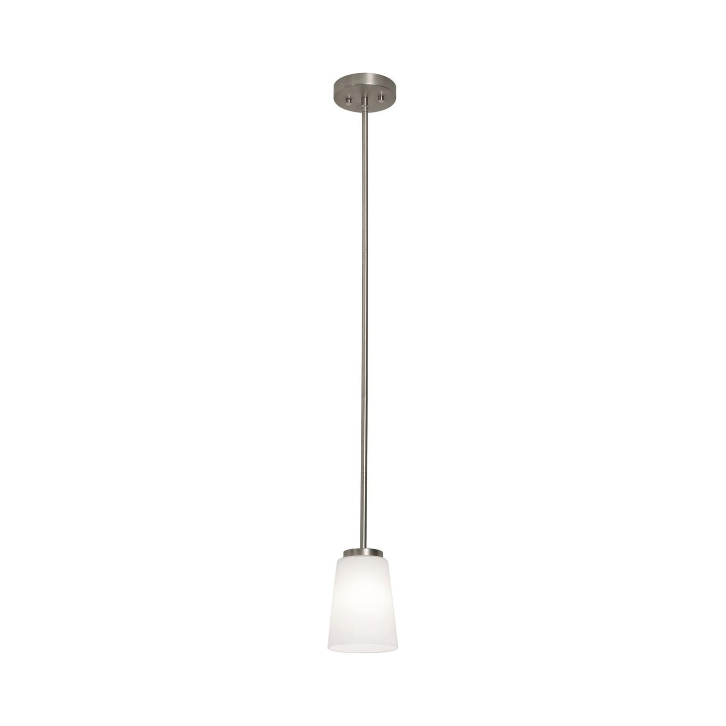 Joanna Mini Pendant Light in Satin Nickel.