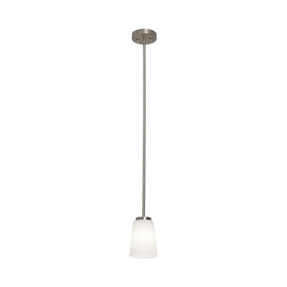 Joanna Mini Pendant Light in Satin Nickel.