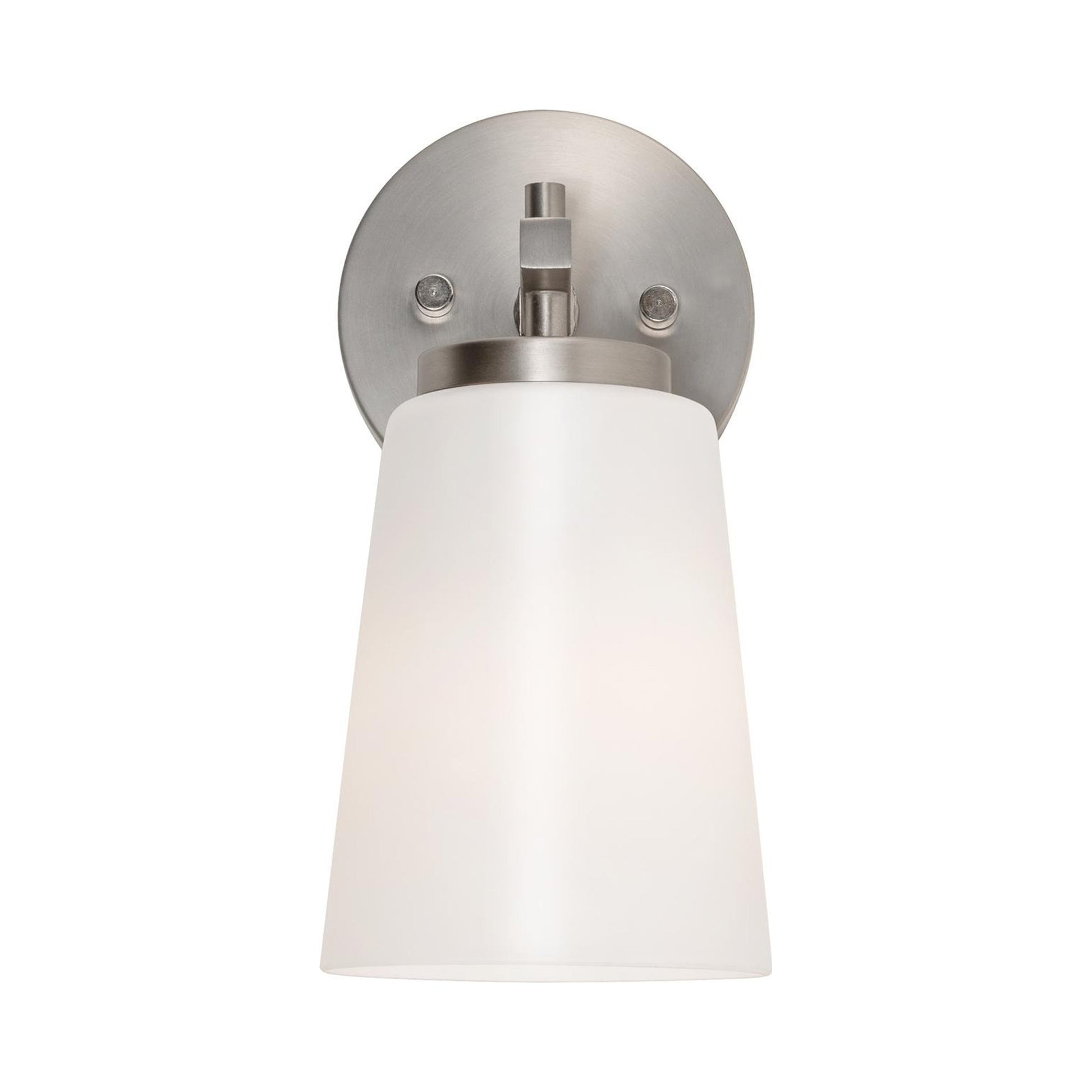 Joanna Wall Light in Satin Nickel.