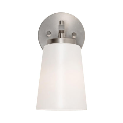 Joanna Wall Light in Satin Nickel.
