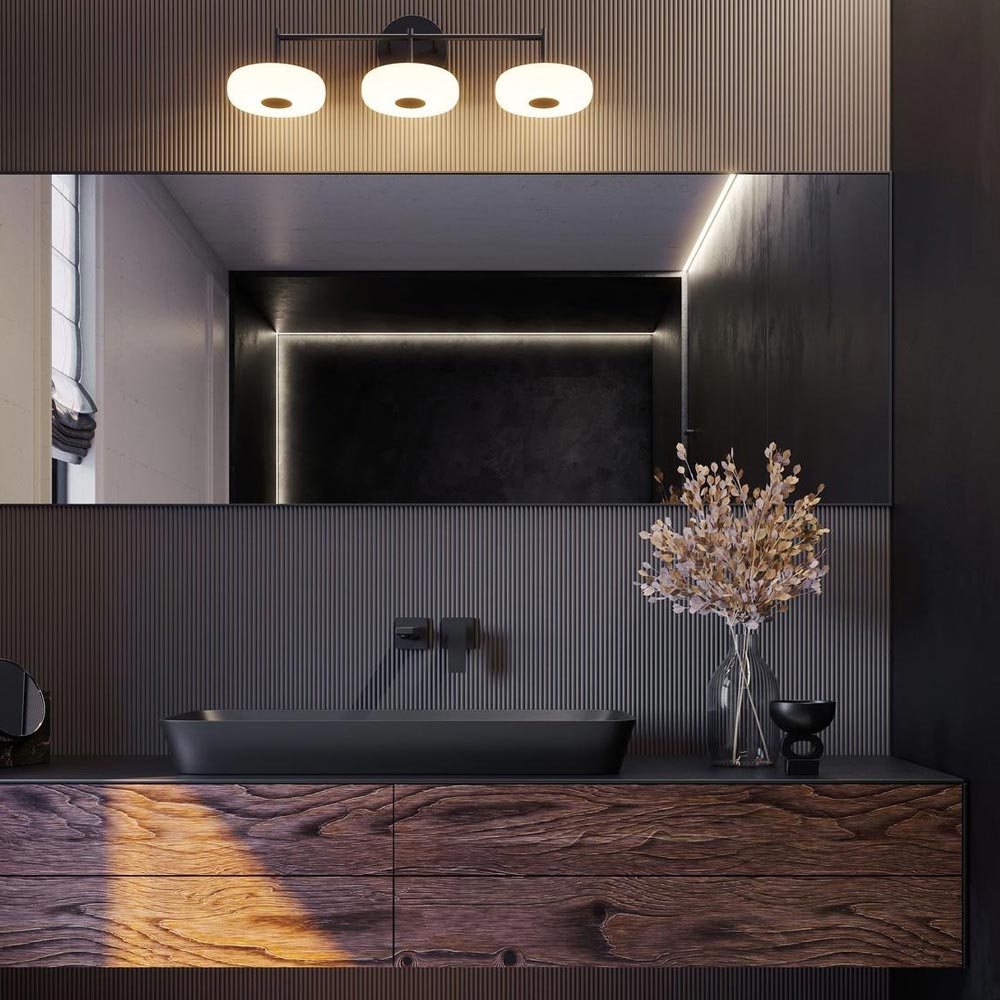 June LED Bath Vanity Light in bathroom.