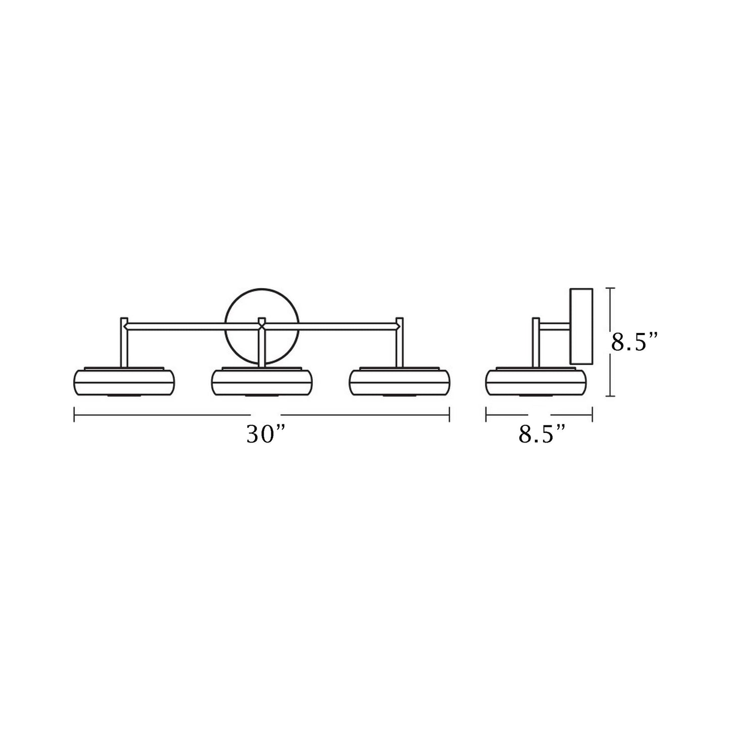 June LED Bath Vanity Light - line drawing.