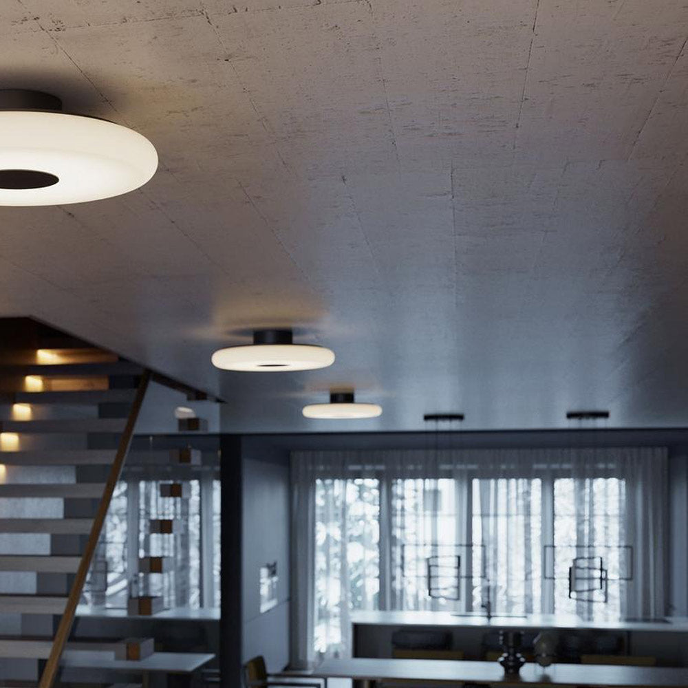 June LED Semi Flush Mount Ceiling Light in living room.