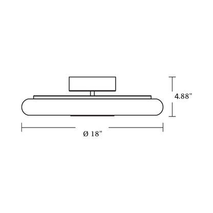 June LED Semi Flush Mount Ceiling Light - line drawing.
