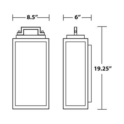Kansas Outdoor Wall Light - line drawing.