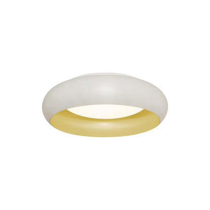 Kayce LED Flush Mount Ceiling Light in White/Gold (12-Inch).