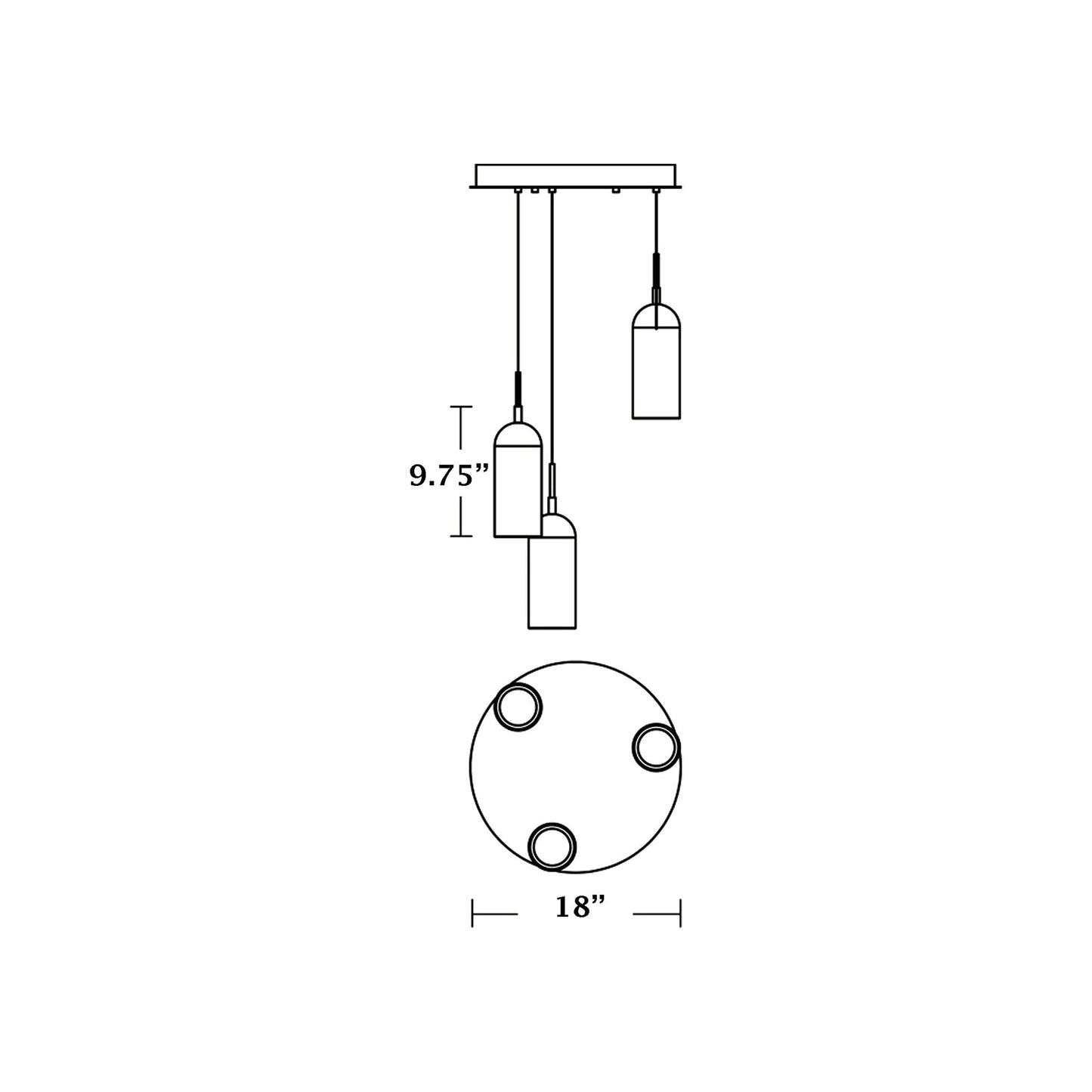Kiran LED Pendant Light - line drawing.