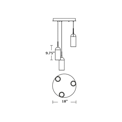 Kiran LED Pendant Light - line drawing.