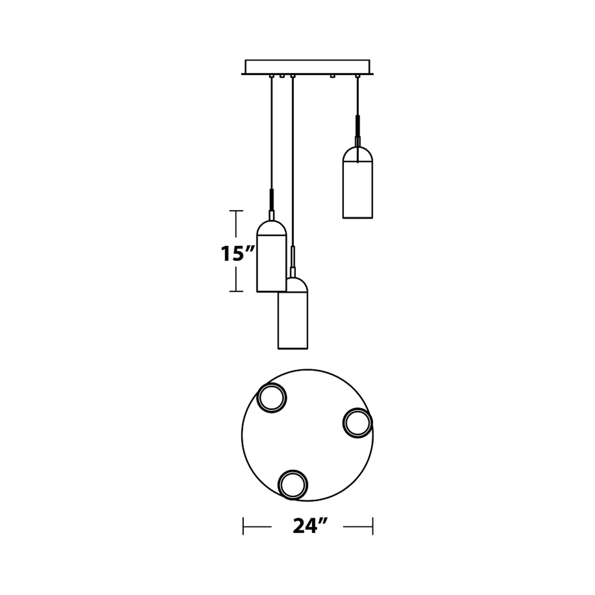 Kiran LED Pendant Light - line drawing.