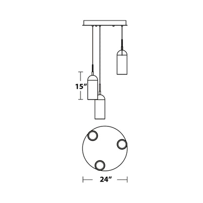 Kiran LED Pendant Light - line drawing.