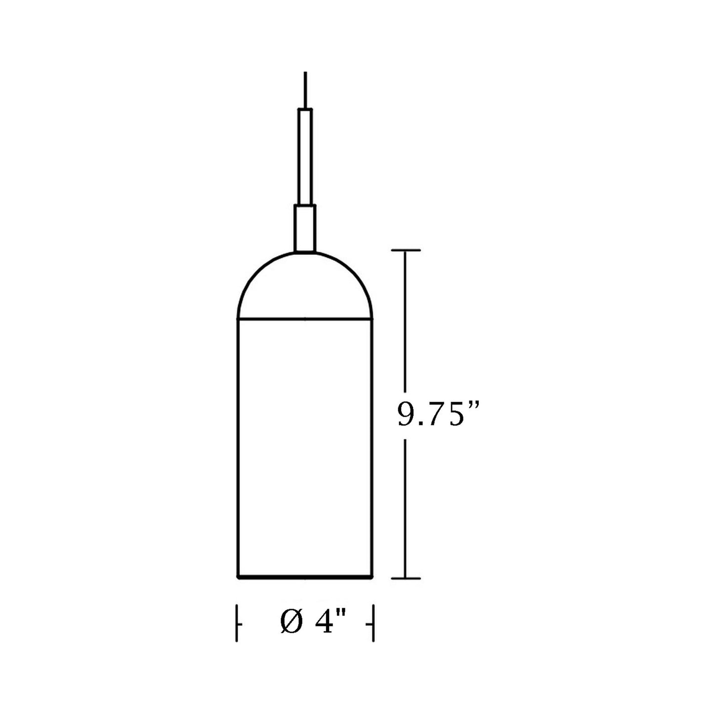Kiran LED Single Pendant Light - line drawing.